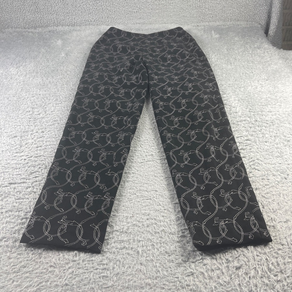 Talbots Stretch Black Embroidered Chain Link Straight Leg Dress Pants Womens 4